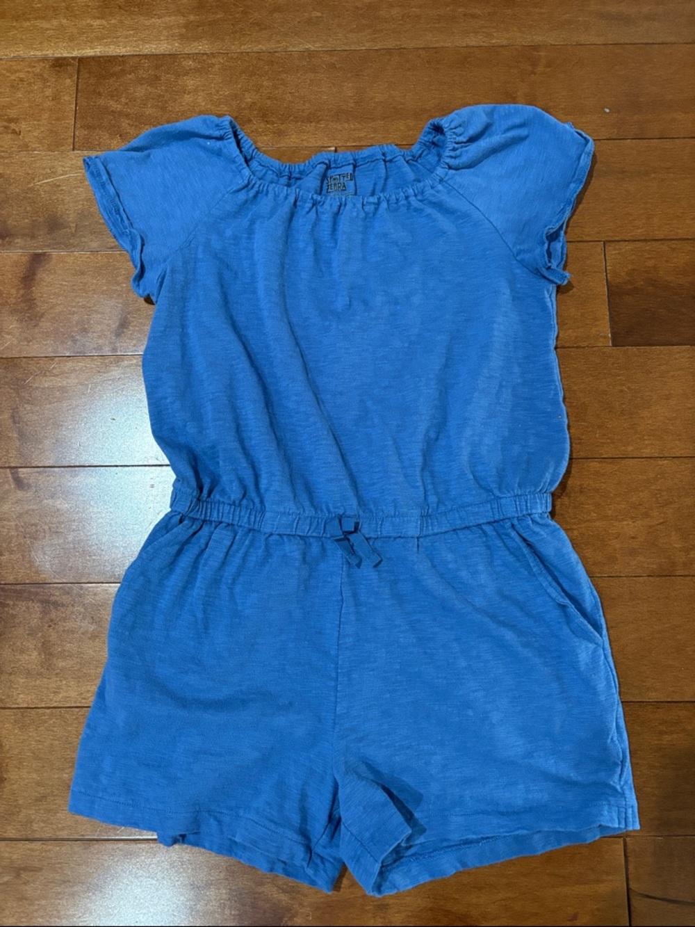 Spotted Zebra Girls Blue Short Sleeve Romper - xl 12